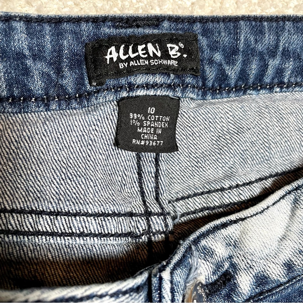 Allen B Allen Schwartz Women’s Embellished Distressed Denim Jeans Size 10 - Picture 7 of 11